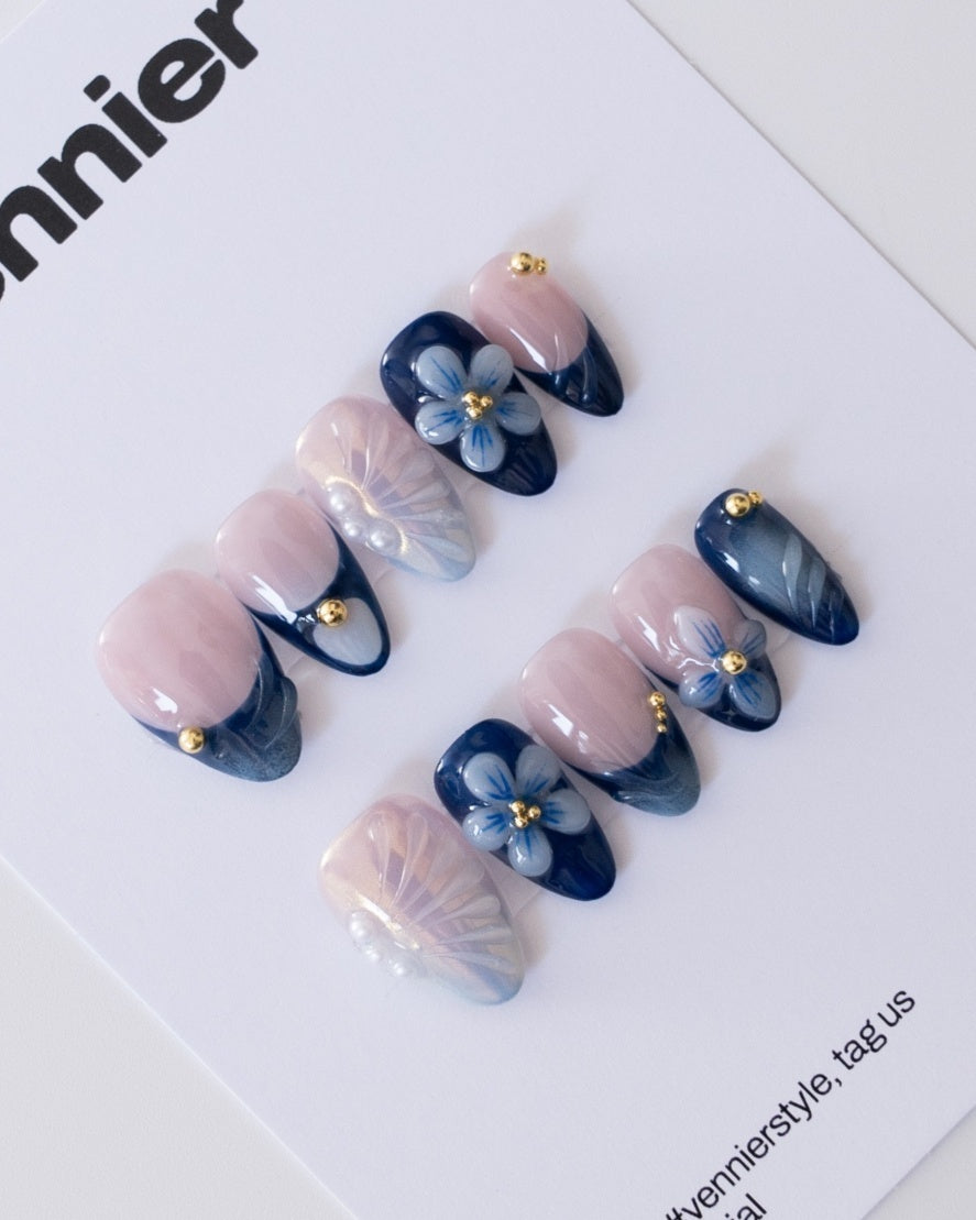 Navy Tide 3D Press Ons