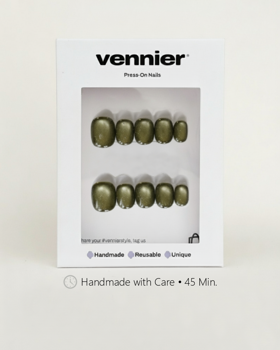 Olive Cat Eye Press Ons