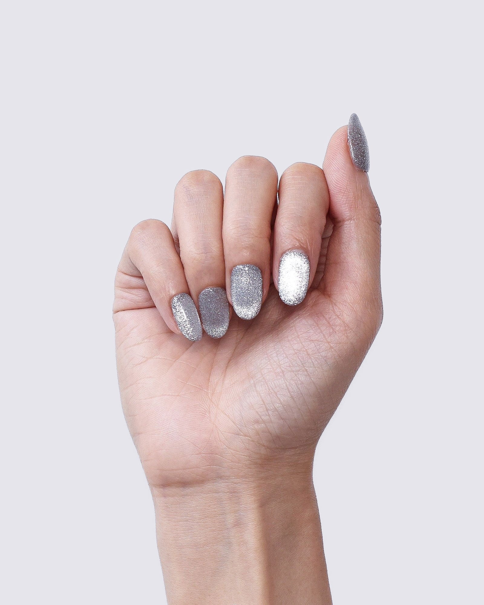 Silver Stardust Cat Eye Press Ons