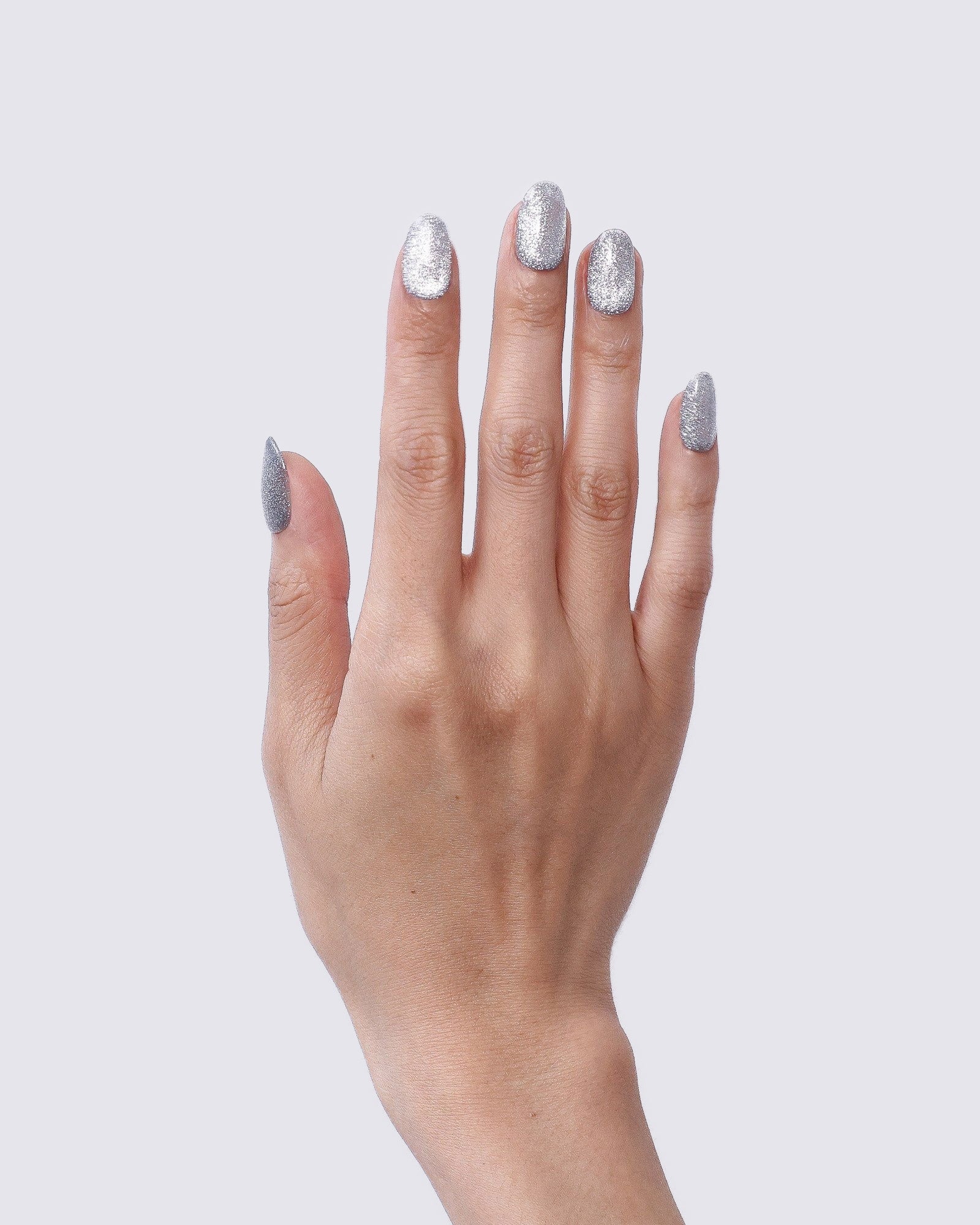 Silver Stardust Cat Eye Press Ons