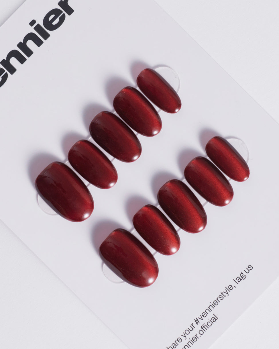 Ruby Flame Cat Eye Press Ons