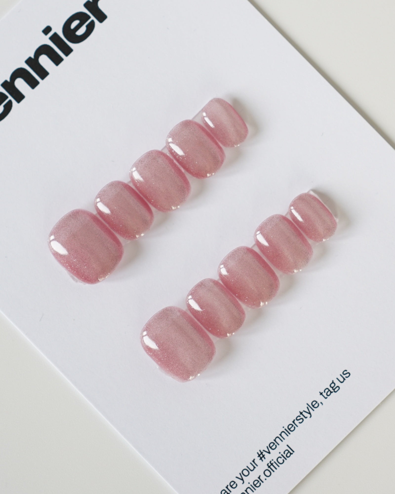 Rose Glimmer Cat Eye Press Ons