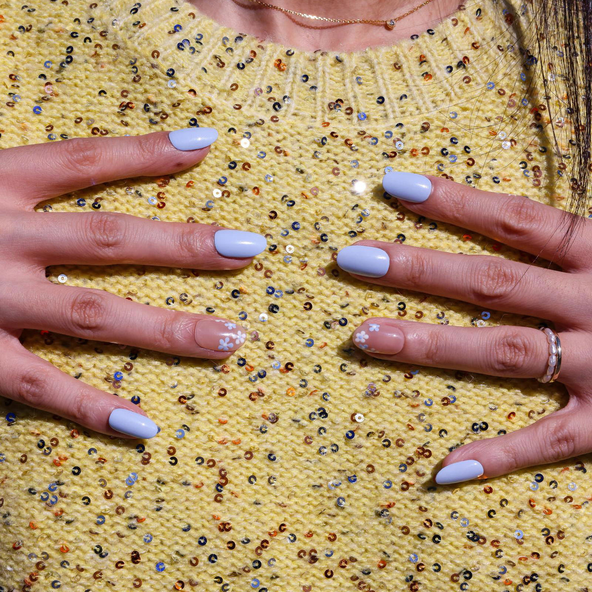 Gel Press On | Nails Kurz Rund | Wiederverwendbar & Handgefertigt | Pastel  Petals | vennier