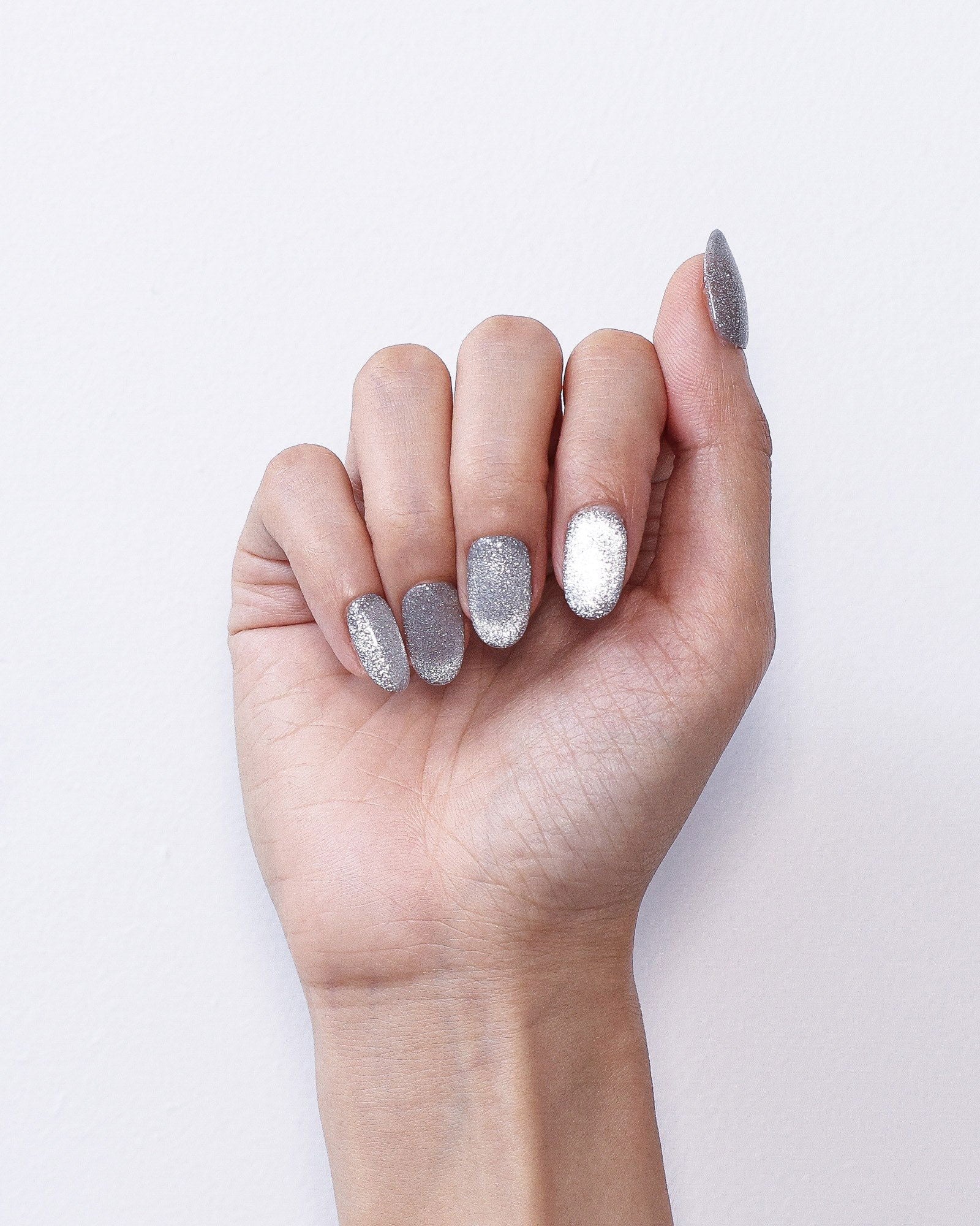Silver Stardust Cat Eye Press On Nails - Vennier - 