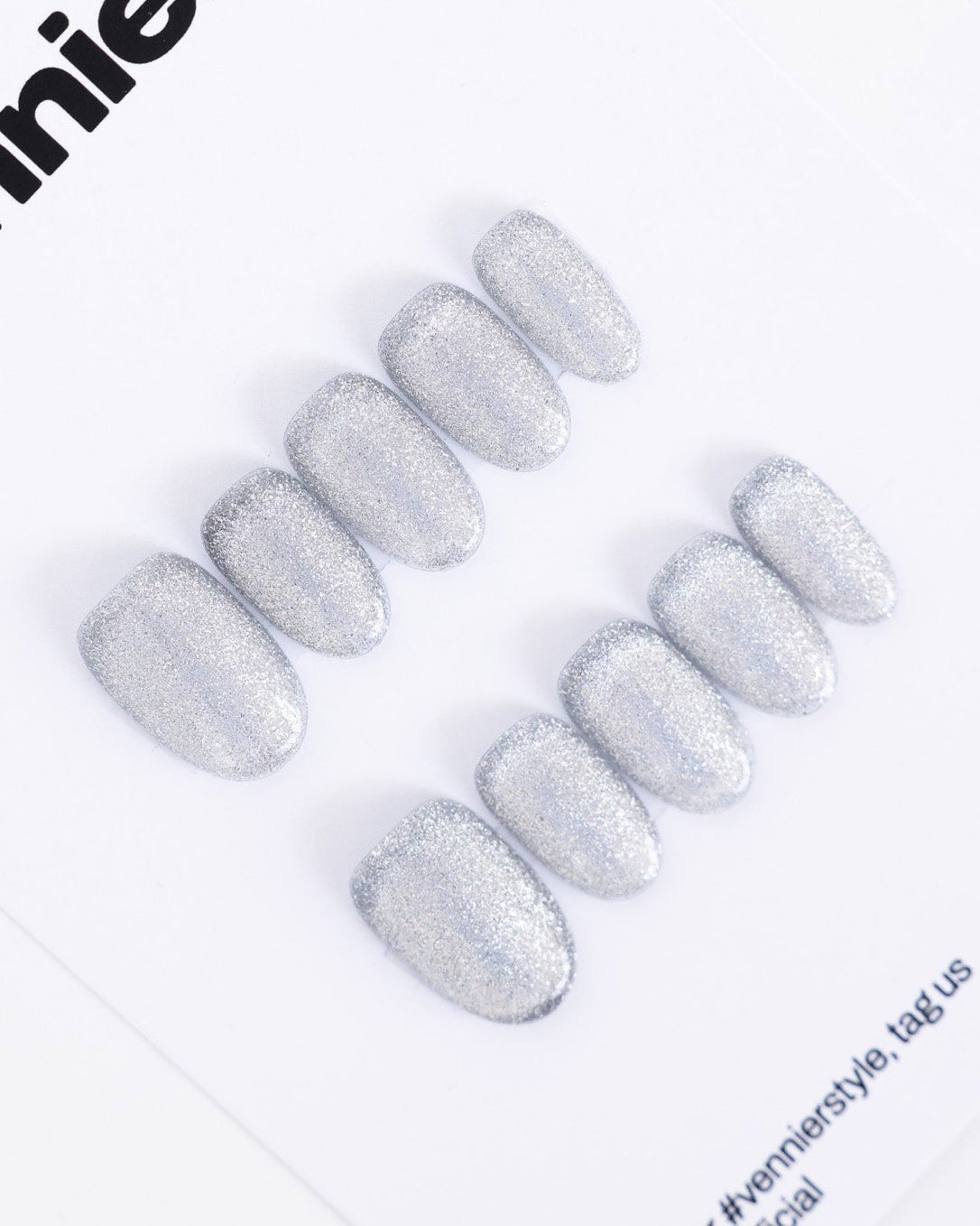 Silver Stardust Cat Eye Press Ons