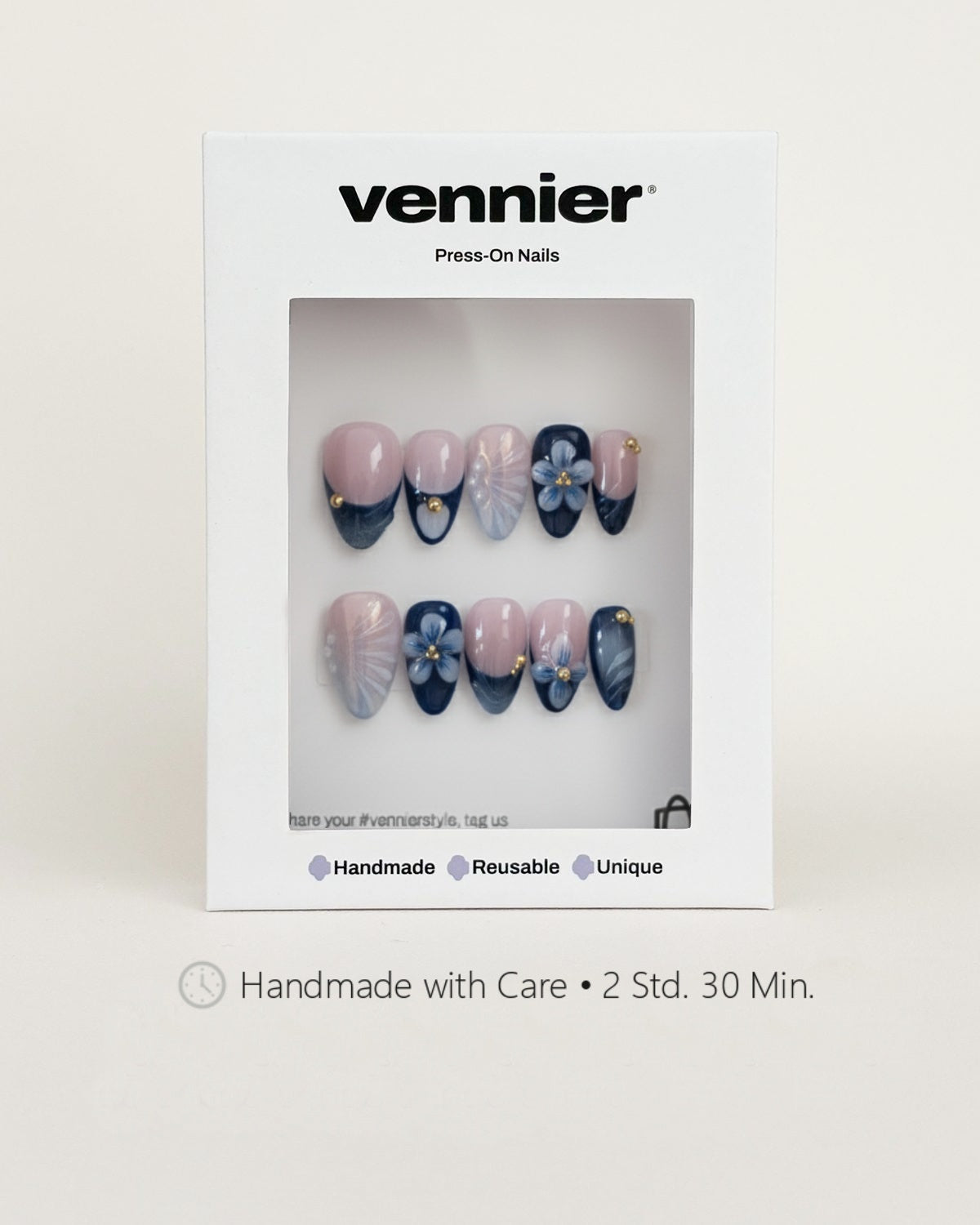 Navy Tide 3D Press Ons